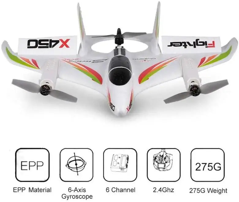 WLtoys XK X450 6-CH VTOL Fixed-Wing RC Fighter Jet (RTF) 6-CH VTOL · 6-CH toy